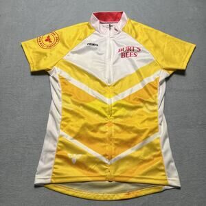 Primal triathlon Retro Striped CYCLING Jersey Women Medium Yellow Burt's Bees